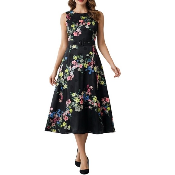 Ted Baker London Camylle Floral Belted Midi Women Casual Party Dress‎ Ted Size 6